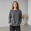 Moda Versátil Europeia e Americana Outono/Inverno 2026 Transfronteiriço Feminino Zíper Lateral Fenda Gola Redonda Suéter Malha Top