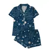 2026 Nuevo Conjunto de Pijama de Cardigan de Seda de Leche Transfronterizo con Estampado para Mujer de Manga Corta y Shorts Ropa de Casa Transfronteriza Venta al por Mayor