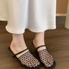 Mules Femininas Fechadas na Ponta, com Trama em Renda Estilo Francês e Vazados, Adequadas para Uso Externo, Sandálias Romanas de Salto Alto com Plataforma Verão 2026