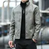Casaco de couro masculino para o exterior outono e inverno estilo coreano moderno slim fit bonito juventude vestuário de motocicleta gola alta jaqueta de couro masculino