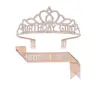 Comercio Exterior Niña de Cumpleaños Princesa Corona de Cumpleaños Diadema Brillo Dorado Cinta para el Hombro Cinta de Etiqueta Decoraciones para Fiesta