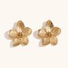 Venda quente europeia e americana transfronteiriça moda quente retrô tudo combina pulseira aço inoxidável banhado a ouro 18K flor crescente brincos de tarraxa para mulheres