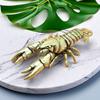 Ornamentos de Lagosta em Latão Sólido Suportes de Caneta de Cobre Puro Retrô Suportes de Caneta Decorações de Mesa para Estudo Escritório Coleção de Artesanato