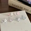 Pendientes de botón con incrustaciones de diamantes de flor de mariposa y flor de rosa, nuevos, elegantes, delicados, dulces, de lujo ligero, exquisitos, para cuidado de perforaciones, adornos para orejas