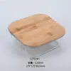 Contenedor de Almacenamiento de Alimentos de Vidrio Engrosado Resistente al Calor con Tapa de Madera de Bambú, Hermético, Apto para Microondas, para Cocinar al Vapor y Cocinar Alimentos, Fiambrera de Vidrio