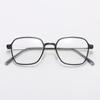 1203B Montura de gafas de acero plástico poligonal estilo coreano para mujer, ultraligera para miopía, titanio, color té, café, artística, retro, para estudiante