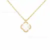 Collar de Trébol de Cuatro Hojas Mini de Alto Grado en Oro V para Mujer, Colgante de Ágata Madreperla de Doble Cara, Pulsera de la Suerte de Flor Única, Cadena para Clavícula