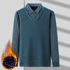 Suéter de Inverno do Papai com Forro de Fleece, Engrossado para Homens de Meia-Idade, Falso Duas Peças, Adequado para Idades 40-50, Blusa Quente de Tricô