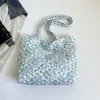Bolsa de mano acolchada de algodón con estampado de dibujos animados, bolso de hombro para mujer, bolso de mano de lona de gran capacidad