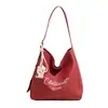Bolsa de Lona Bordada Casual para Mujer, Bolso Cubo de Gran Capacidad de un Solo Hombro para el Trabajo, Bolso Tote Cruzado Versátil para Estudiantes para la Clase