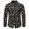 Camisa de Manga Larga para Hombre con Estampado 3D Serie Navideña Nueva Cross, Cuello de Solapa, Casual, para Festival y Fiesta, Top para Hombre