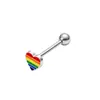 Novo Anel de Língua Borboleta Colorida com Gotejamento de Óleo da Amazon Atacado Aço Inoxidável Coração Ab Zircônia Joia para Piercing