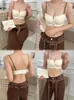 Nuevo estilo sujetador BRA con cuello halter de pedrería, espalda hermosa, sin costuras, copa redonda, realce, anti-caída, soporte lateral del busto, sujetador sin varillas