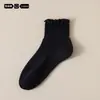 Calcetines de algodón finos de verano para mujer con bordes de volantes, calcetines blancos de encaje hasta la pantorrilla, calcetines sin costuras de primavera-verano para maternidad