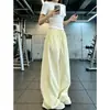 Calça de Trabalho Casual Esportiva Rosa Estilo Americano com Três Listras, Secagem Rápida, para Mulheres, Verão, Fina, Cintura Alta, Emagrecedora, Perna Reta, Perna Larga