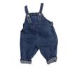 Primavera y Otoño Nuevo Mono de Ropa Infantil para Niños y Niñas Bebé Simple Retro Recto Jeans Pescador Casual Tirantes