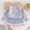 Suéter Falda para Bebé Niña Kidsren Primavera y Otoño Nuevo Tejido Dos Piezas Falda Lindo Suéter Geométrico Falda Tendencia Exportación