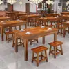 Mesa de jantar carbonizada em madeira maciça para restaurantes, mesas vintage para restaurantes de fast-food, churrascarias, lanchonetes e restaurantes de hot pot, conjunto de mesa e cadeira de jantar comercial