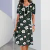 Elegante flor 3D estampado digital verano holgado cuello redondo 2024 transfronterizo nuevo fresco vestido verano manga corta