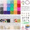 Kit de 7200 cuentas de arcilla de 24 colores con colgante y cordón elástico para hacer joyas