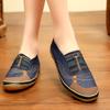 Sapatos de Pano de Pequim Antigos Sapatos Casuais para Mães de Meia-Idade e Idosas Alargados e Engordados com Sola de Borracha Sapatos de Trabalho de Lona