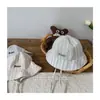Sombrero de Pescador Rayado de Estilo Coreano para Niños, Primavera y Verano, Elegante y Versátil, Protección Solar, Sombrero Delgado con Correas para Niños a la Moda
