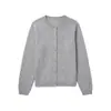Nueva Chaqueta Cardigan de Color Sólido Otoño 2025 para Mujer, Cuello Redondo, Tejido Simple y Suave, Suéter de Cachemir Cepillado