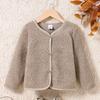 Shopee Abrigo Cálido de Lana de Cordero con Mangas Largas para Niñas con Forro Polar y Cardigan Engrosado Ropa Exterior Chaqueta Corta Infantil