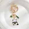 Llavero de metal de bambú con diseño de panda de estilo chino, bonito llavero con colgante de bolso de dibujos animados, accesorios de aleación
