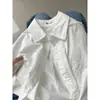 Camisa de Algodão Azul Primavera e Outono Feminina Fresca Solta Versátil para o Trabalho Top Outerwear para Baixas Alturas
