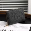 Porta-cartões de luxo feminino pequeno requintado de alta qualidade multi-cartões grande capacidade porta-cartões com zíper Camélia porta-cartões sanfonado feminino