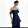 Vestido de Novia Sirena con Luz Satén 2026 Nuevo Estilo Novia Petite Corte Delgado Elegante Vestido de Recepción Vestido de Hombros Descubiertos