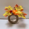 Anillo para Servilleta de Calabaza Artificial de Acción de Gracias Decoración de Mesa Anillo para Servilleta de Hoja de Arce Amarilla