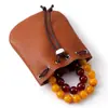 2026 Nuevo Billetero de Cuero Genuino para Hombre, Bolsita Vintage Antigua con Cordón, Bolsa de Almacenamiento de Joyería de Piel de Vaca de Capa Superior, Venta al por Mayor