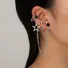 Brincos Personalizados Punk Rock Hip-Hop Transfronteiriços com Rebites, Estrelas, Cruzes e Pingentes de Estrela de Quatro Pontas para Mulheres, Presilhas e Argolas