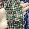Ágata india natural cortada con cuentas sueltas, cuentas con agujeros tallados en forma de diamante, joyería artesanal, venta al por mayor, cuentas con forma de diamante