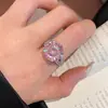 Anillo Abierto Redondo Super Brillante de Circonita, Simple y Moderno, Versátil, Lujo Ligero, Sensación de Alta Gama, Popular en Xiaohongshu, Joyería de Moda