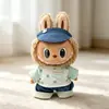Conjunto de Ropa para Muñeca Labubu de 38 cm: Conjunto de Gorra de Mezclilla con Lunares Rosas de Conejo Talla S y Jeans