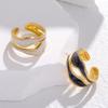 Anillo de Apertura Geométrica Europeo y Americano Transfronterizo, Anillo para Dedo Índice Antidesvanecimiento, Aceite Goteando, Estilo Frío Simple, Anillo de Acero Inoxidable, Venta al por Mayor