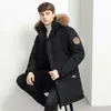 Jaqueta de Penas com Gola de Pelo Masculina Inverno 2022 Versão Média e Longa Marca da Moda Casaco Casual Solto Espessado Jaqueta de Penas Roupa Masculina