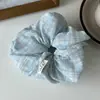 Elástico de Cabelo Tecido Versátil Xadrez Azul Fresco Sal Marinho Design Único Estilo Coreano Grande