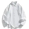 Camisa de Manga Larga Holgada para Hombre, Color Sólido, Casual, Versátil, Estilo Primavera y Otoño, Camisa Sencilla Estilo Ropa de Trabajo
