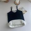 Ropa Interior Térmica para Mujer Otoño e Invierno Estilo Coreano Interior con Tirantes Camiseta Base para Mujer con Forro Polar Top sin Mangas Chaleco Grueso para Mujer
