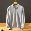 Cony~ Suéter de cachemir 100% para hombre con cuello, nueva colección otoño/invierno, color liso, suéter de punto de manga larga, adecuado para uso business casual
