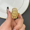 Anel Dourado Areia para Mulheres Que Não Desbota por Muito Tempo, Abertura de Design de Nicho de Alto Padrão, Acessórios Exagerados de Cobre Real Dourado Imitação Novo Produto