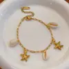 Nuevos Productos Transfronterizos Europeos y Americanos: Set de Collar de Concha de Estrella de Mar, Pulsera Versátil, Pendientes y Colgantes de Gama Alta para Mujer Estilo Vacacional Nicho
