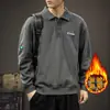 Camiseta POLO Algodão Pesado Estilo Americano Moletom Masculino 2026 Outono Nova Chegada Camisa Jaqueta Manga Longa Solta Lapela