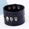Venta Directa de Fábrica Pulsera de Cuero para Hombre Estilo Punk Retro, Cuero Ancho, Diseño Trenzado Exagerado, Cabeza de Calavera de Aleación, Joyería de Cuero Genuino