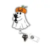 Halloween Desenho Animado Gato Preto Fantasma Acrílico Pequeno Pingente Clipe Jacaré Giratório Crachá de Identificação de Enfermeira Clipe Médico Retrátil