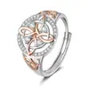 Anillo de joyería de dos tonos con circonita, superventas transfronterizo, diseño de nicho, versátil y elegante, sensación de alta gama, anillo y accesorio para la mano para mujer